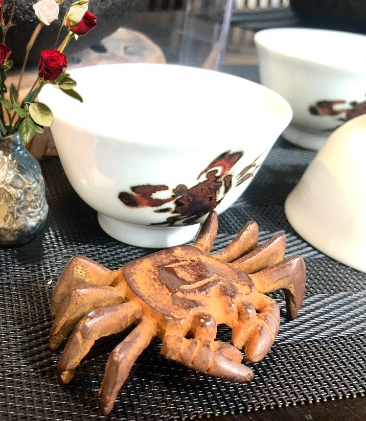 清水燒蟹紋煎茶器
