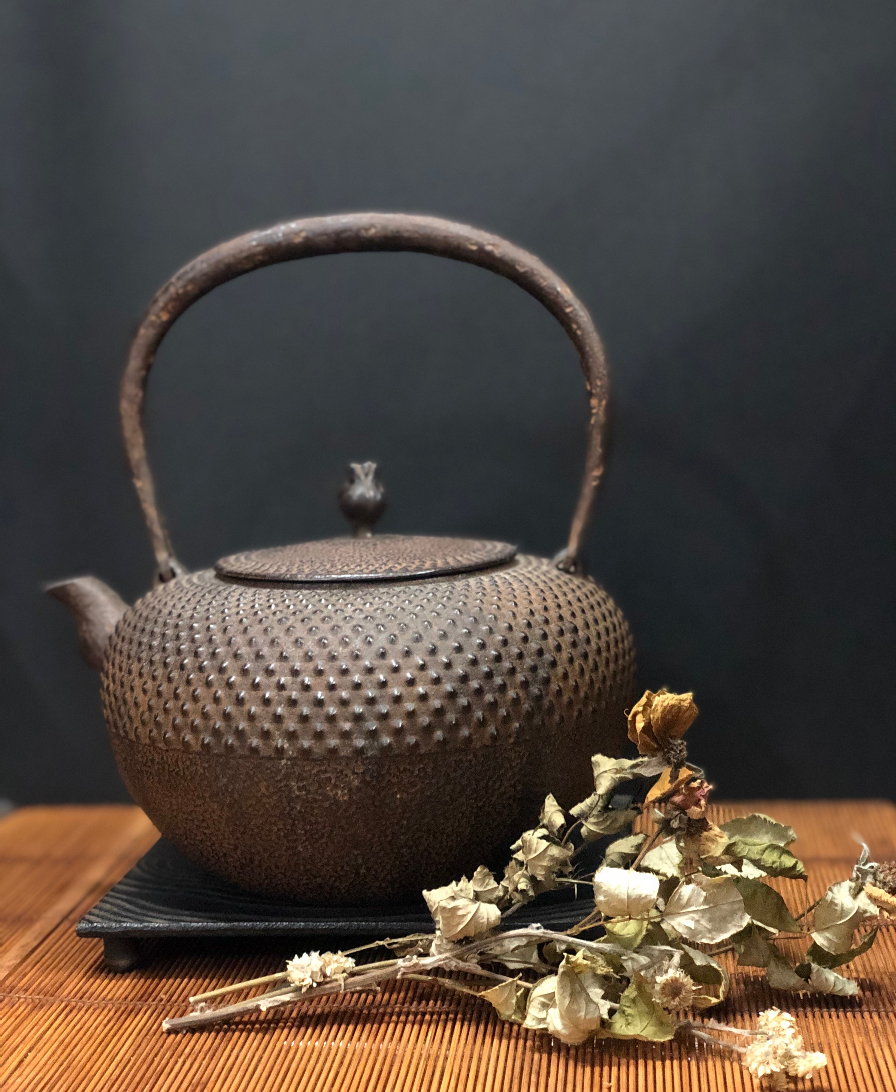 15 - Round-shaped "Arare" Pattern Kettle 小霰紋平丸型鐵瓶